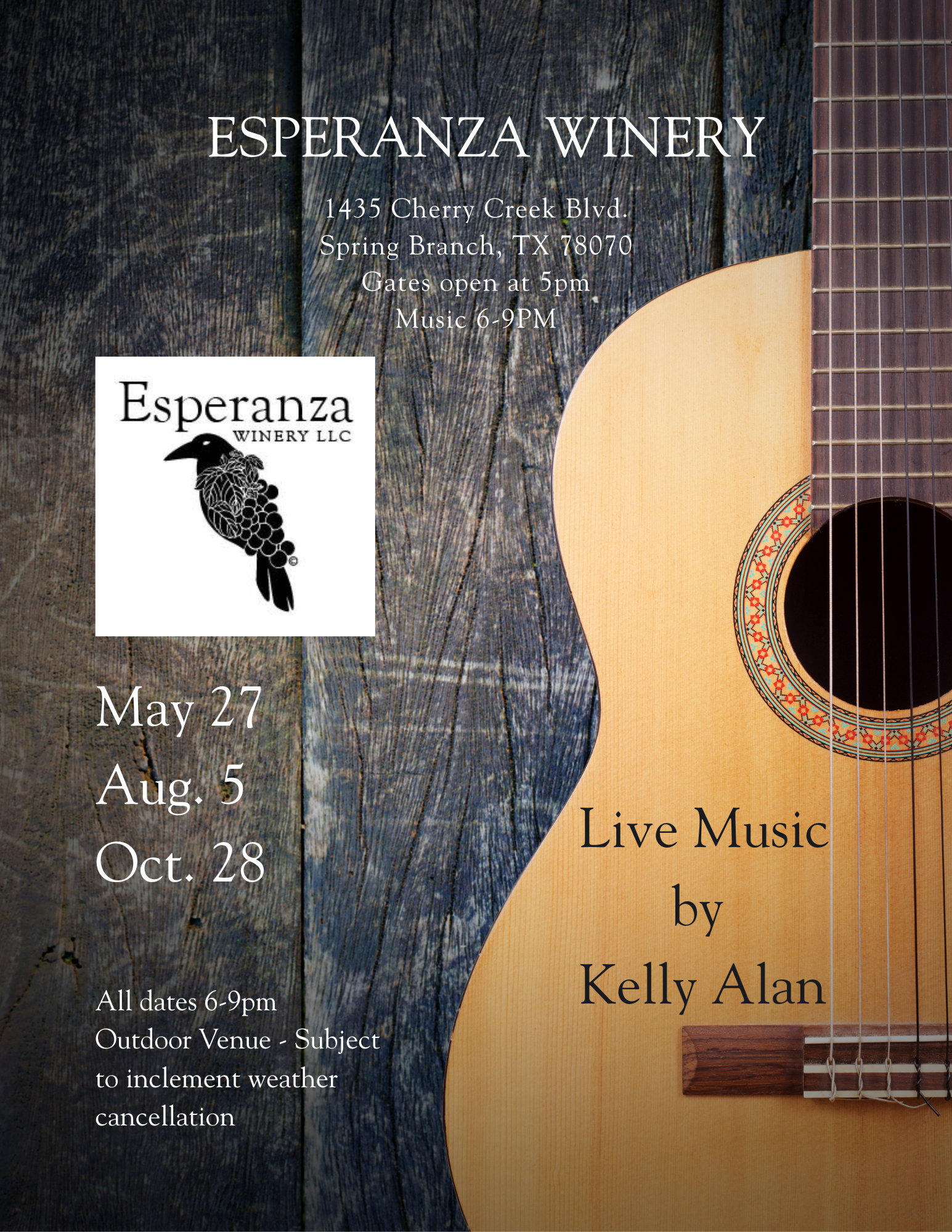 Wine al Fresco featuring Kelly Alan, Flamenco Guitar 