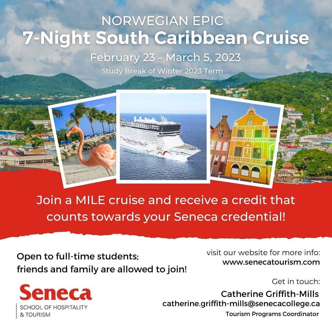 Travel and earn academic credit by joining an EPIC cruise trip on February 26 - March 5, 2023!

🏝 Spend an exhilarating week discovering the wonders of the Southern Caribbean. Admire the white sands, cobalt-blue sea and pastel-hued Dutch colonial bu