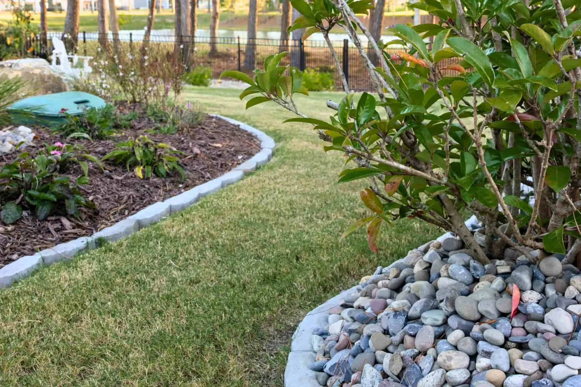 Beautiful backyard featuring a blend of hardscape and softscape.