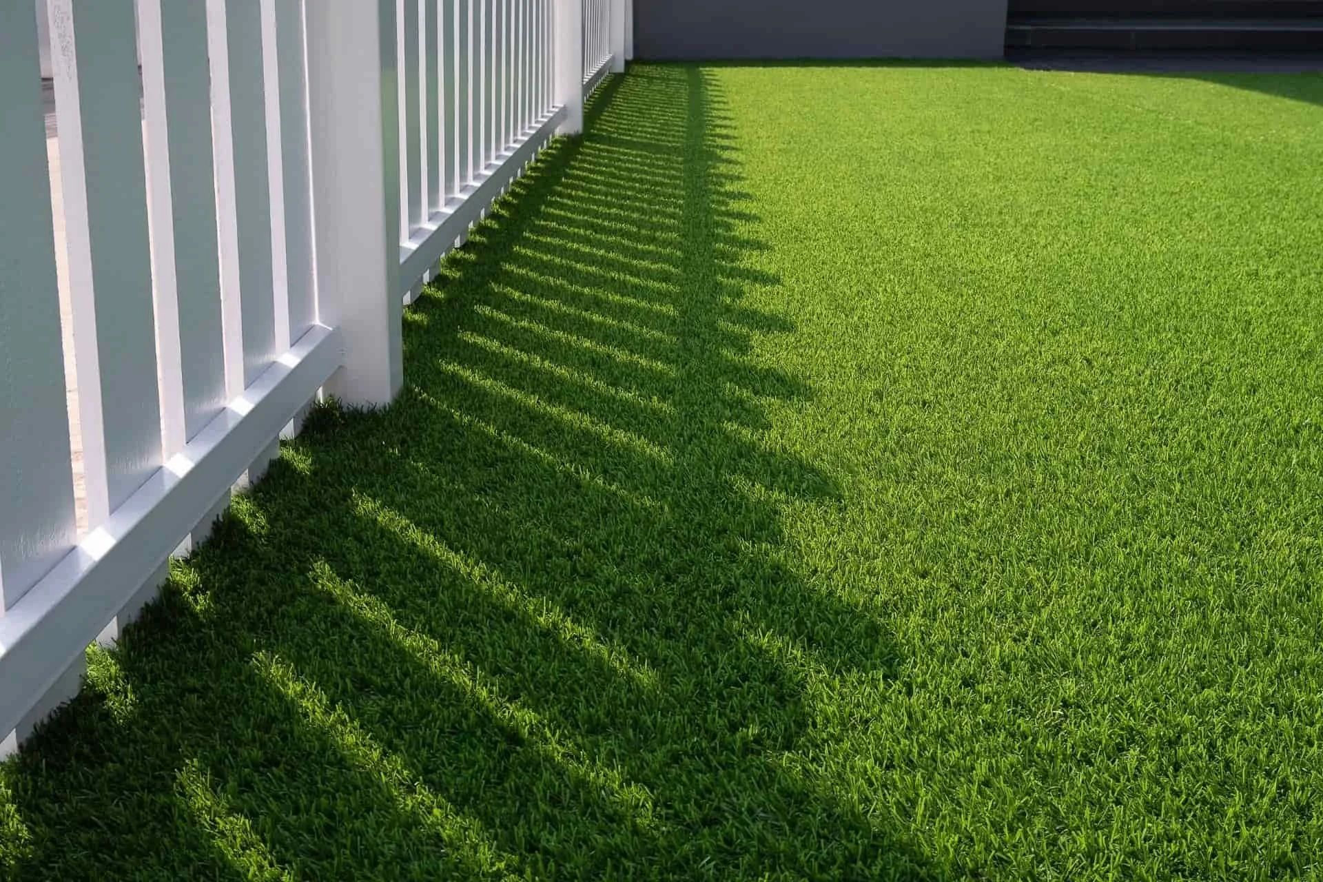 Artificial turf near a fence