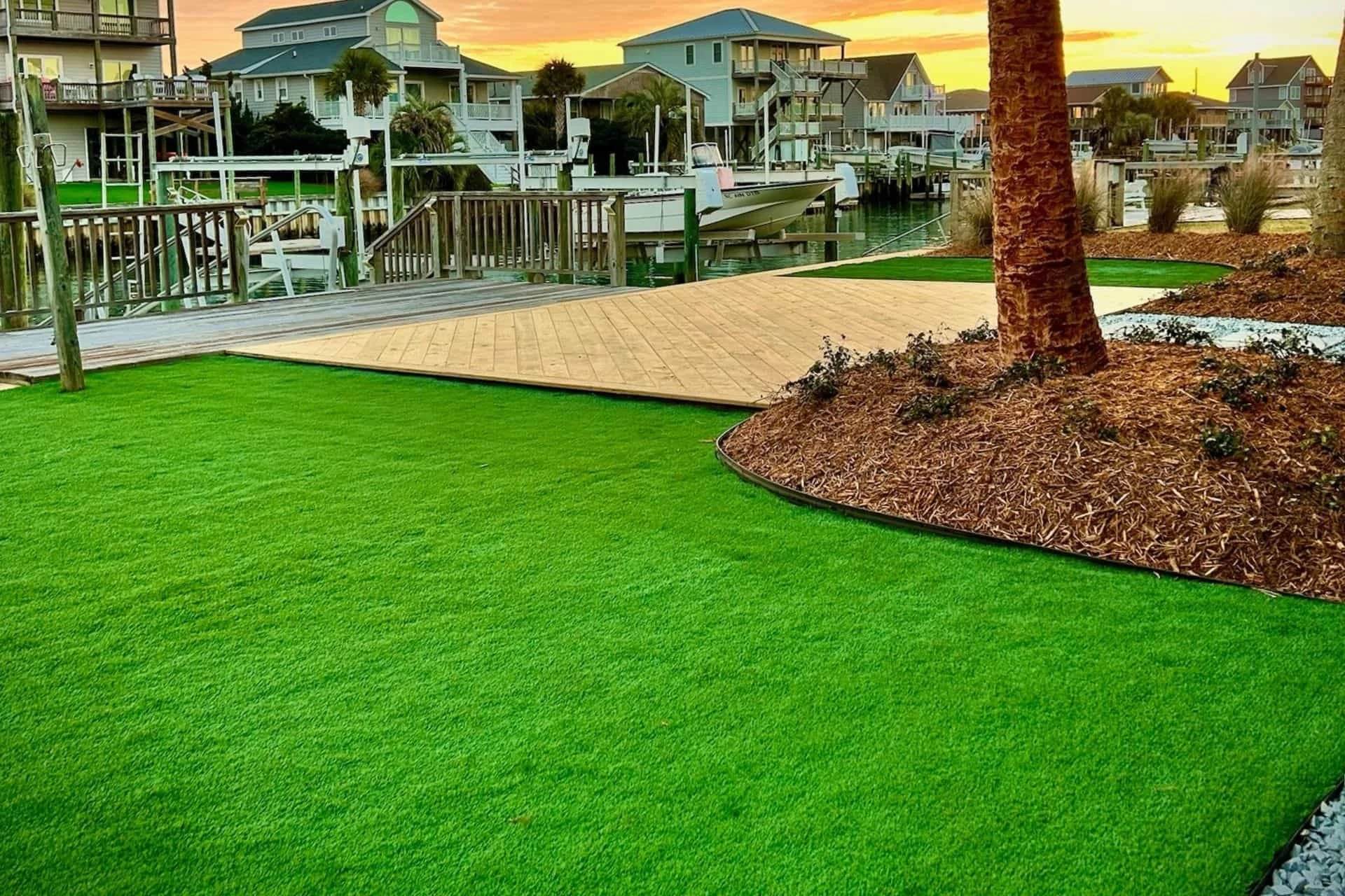 Artificial turf in a backyard on Topsail Beach, NC