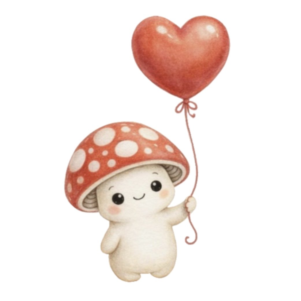 Heart Balloon Mushroom 4.75" STL File
