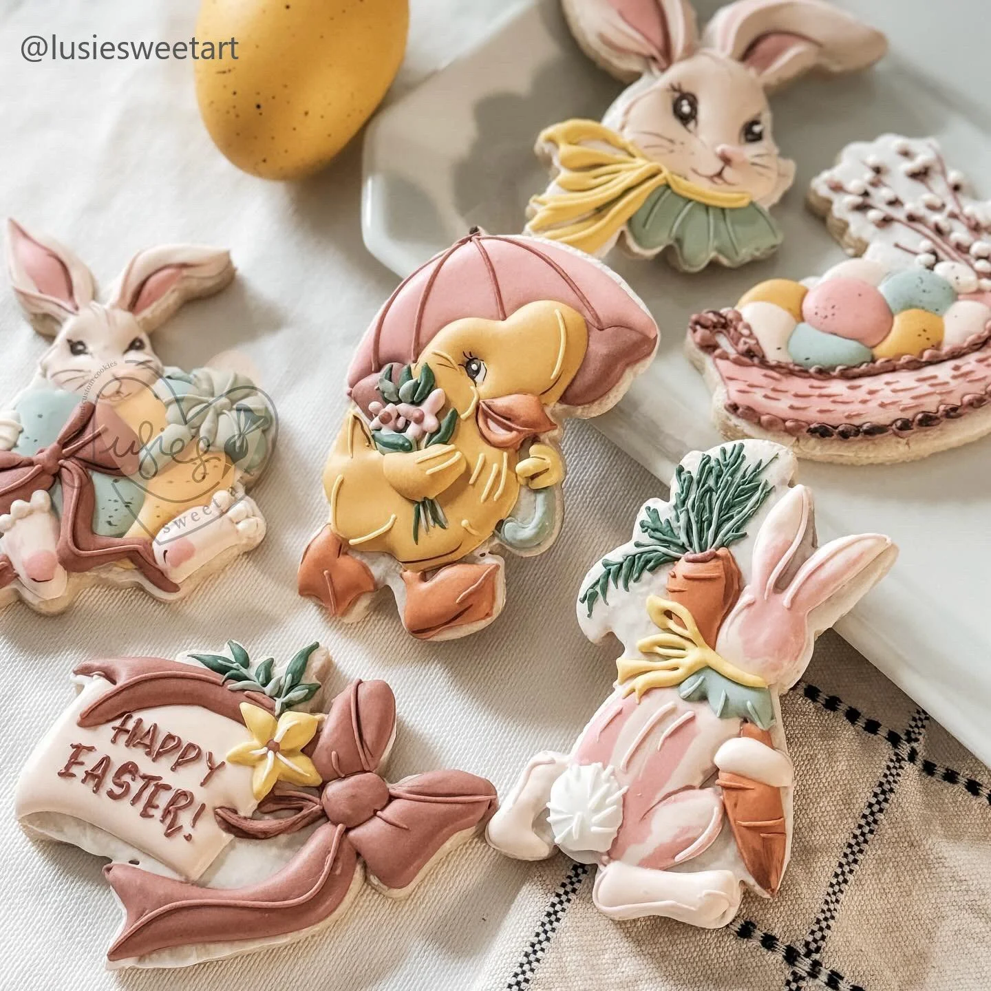 Vintage Easter Set, vintage bow tag, vintage carrot bunny, vintage egg bunny.JPG