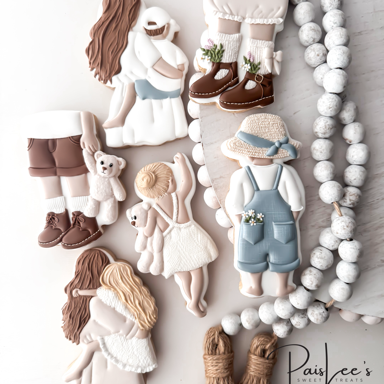 Precious Mothers Day Set, boy mom, girl floral shoes, boy overalls, boy teddy bear, girl teddy bear, girl mom.png
