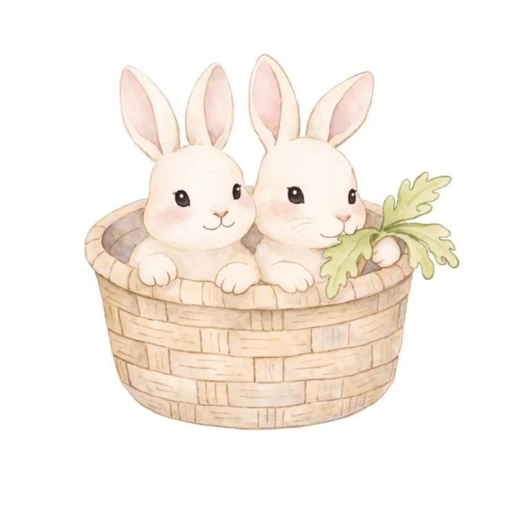 Baby Bunnies Basket 3.75" STL File