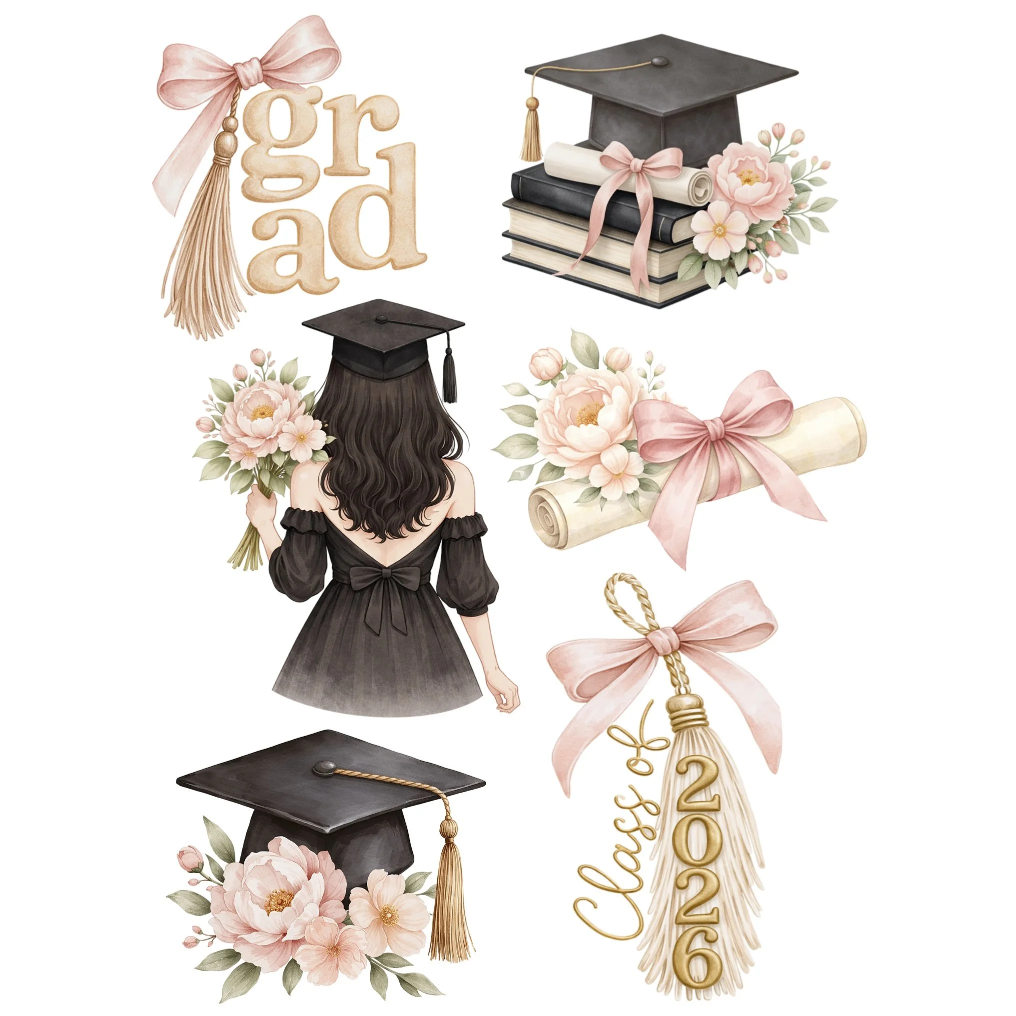 Entire Floral Bow Grad STL Set