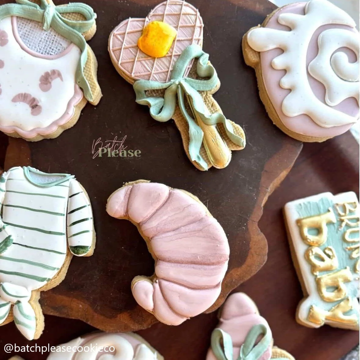 Baby Brunch Set, waffle rattle, brunch bib, brunch croissant. knotted onesie, cinnamon roll.jpg