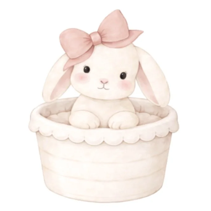 Girl Bunny Basket 4" STL File