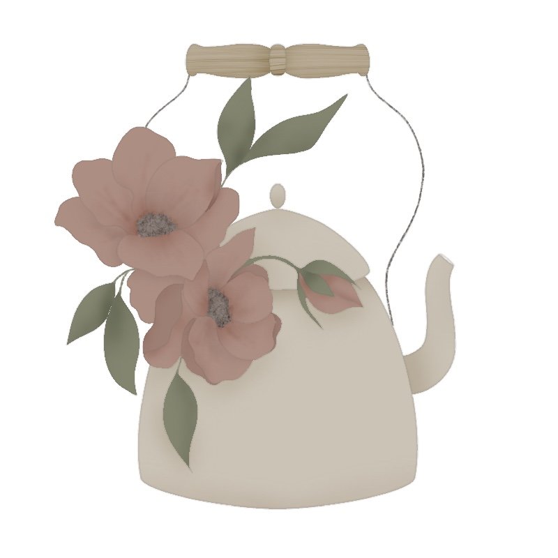 Floral Tea Kettle 3.75" STL File