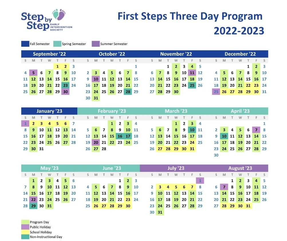 EI Calendar — Step by Step Early Intervention Society