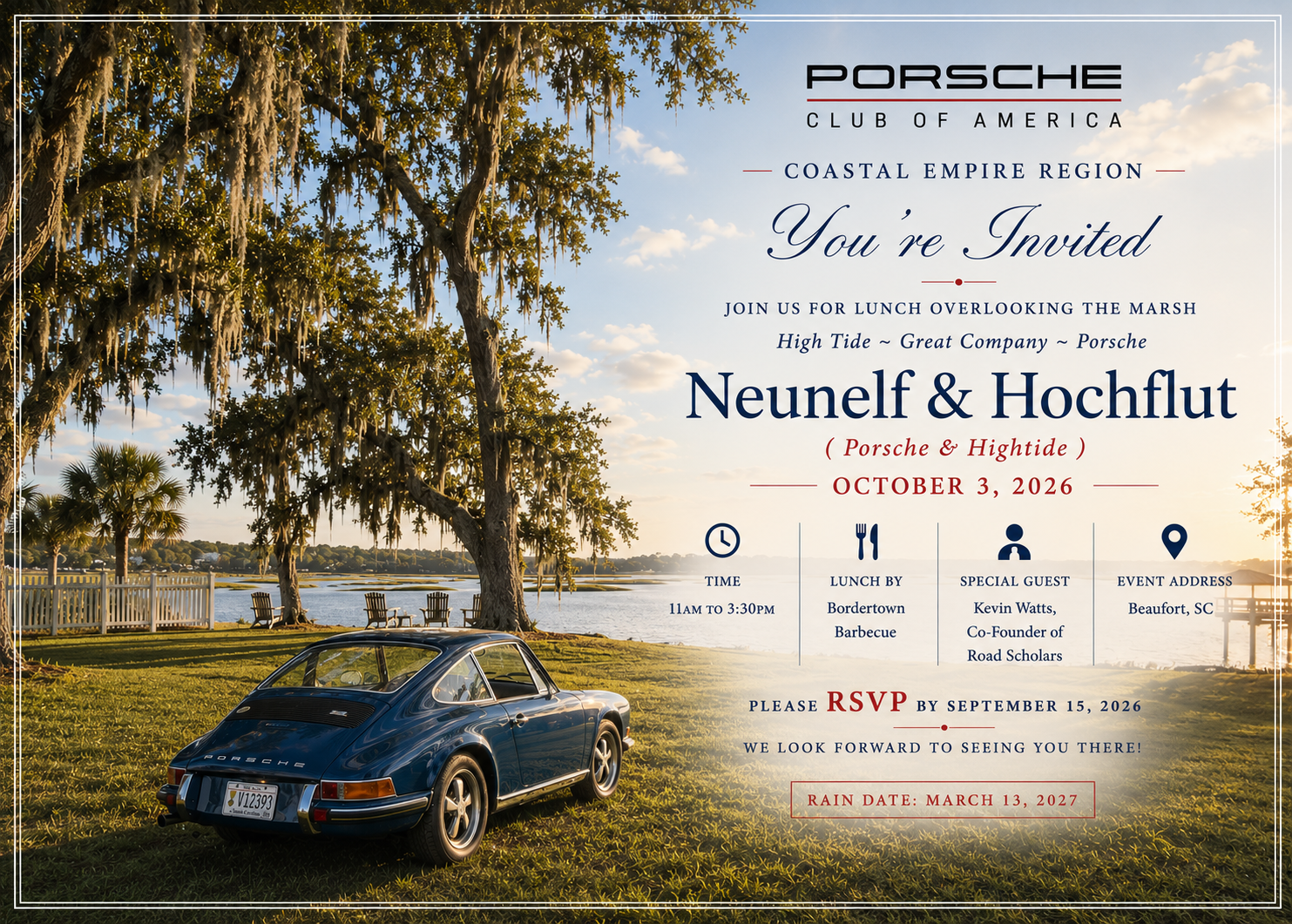 Air-Cooled Porsches at High Tide Luncheon (Beaufort, SC)