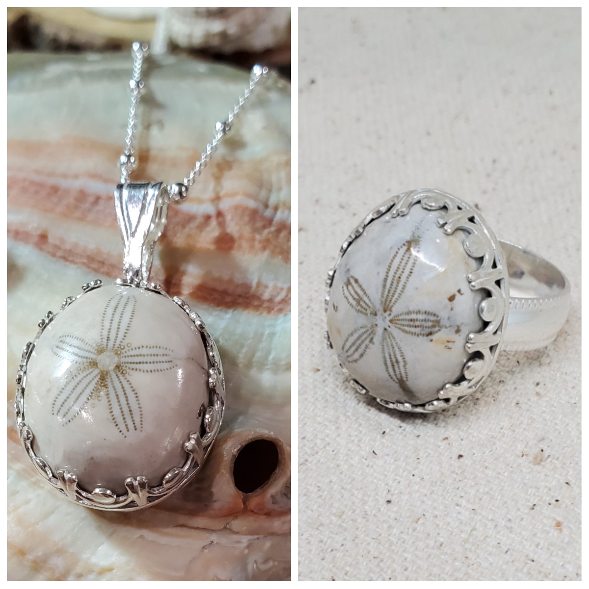 Sterling silver sand dollar Necklace with Hand stamped Initial letter –  Beach Cove Jewelry