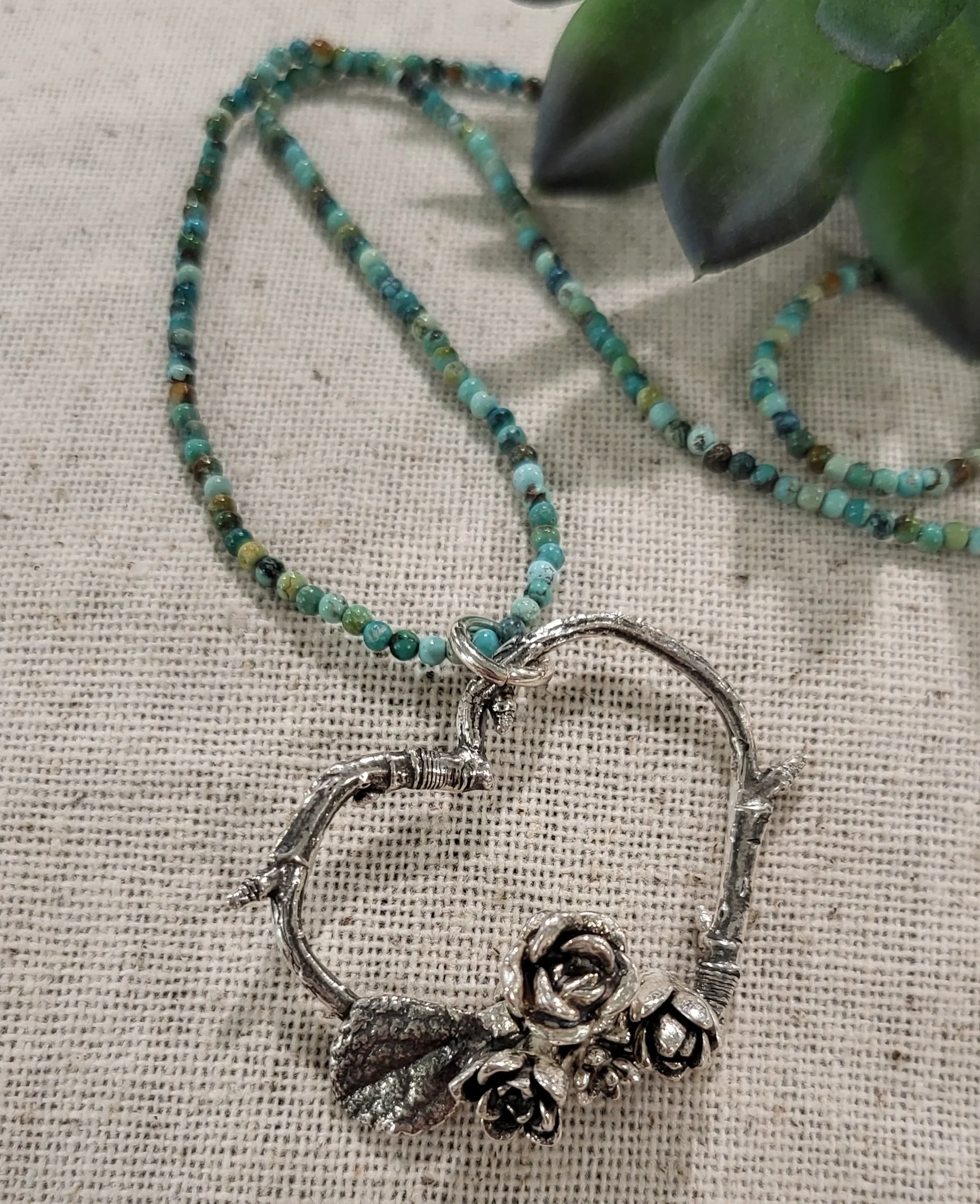 Verdant Heart and Turquoise Necklace