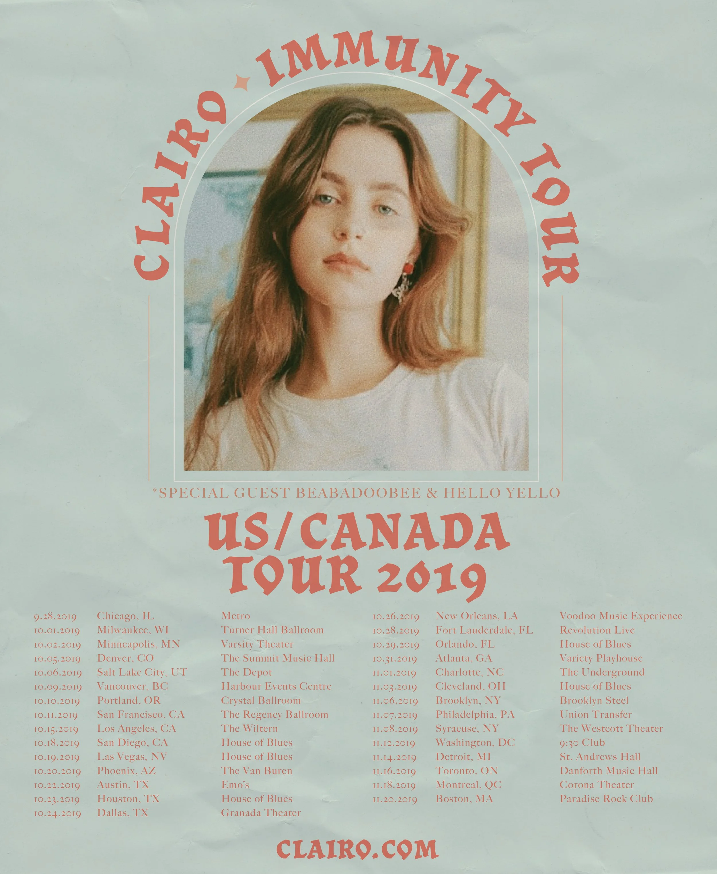 Clairo Immunity Tour Dates Poster
