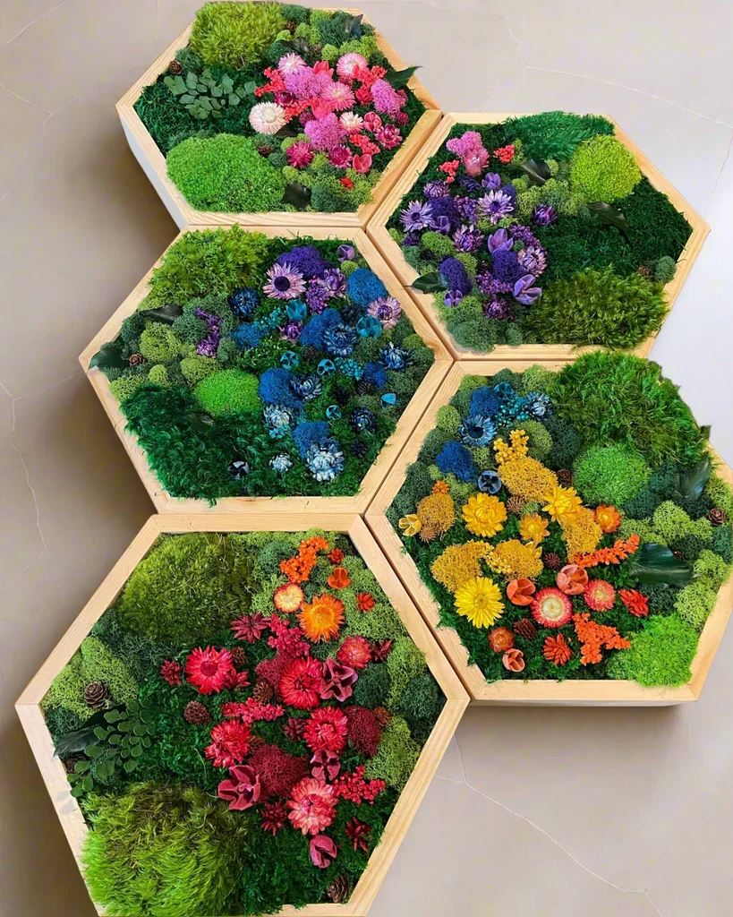 Hexagon Wall Art- Flowers.webp