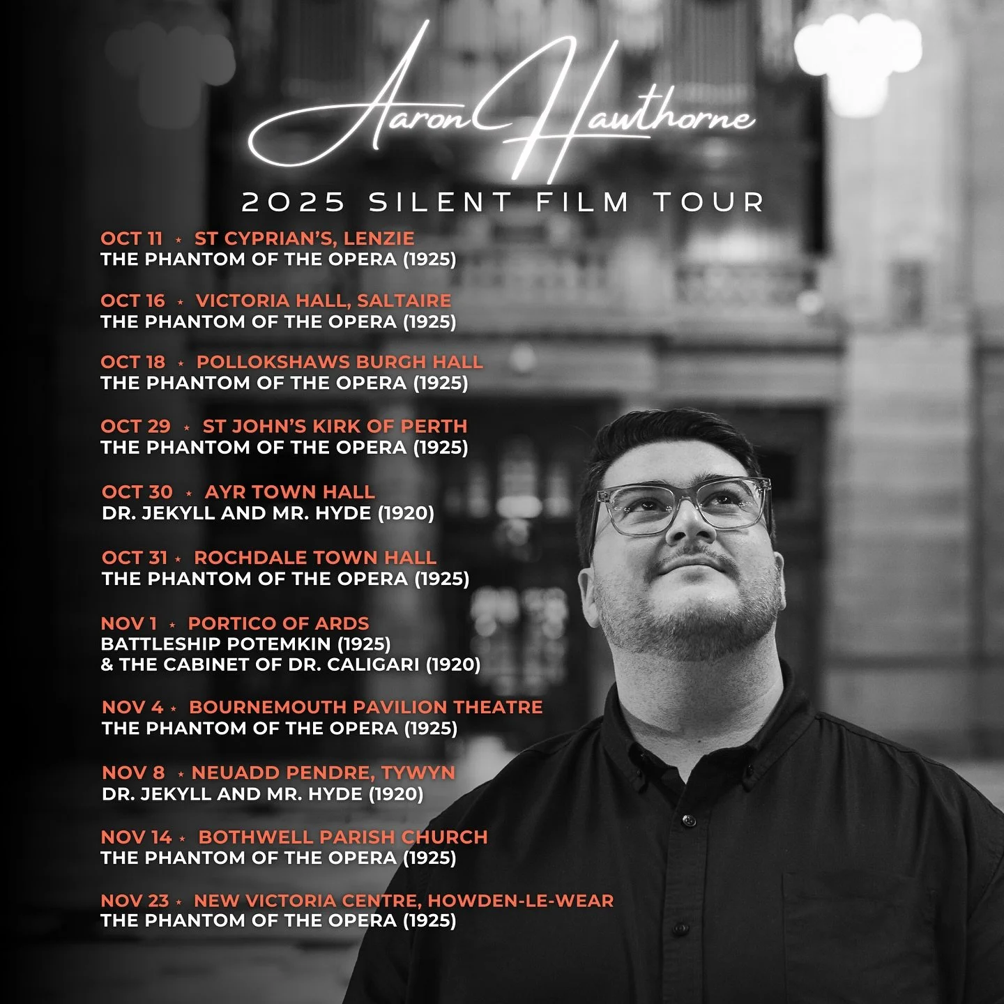 September🗓️ = Autumn🍂= TIME TO ANNOUNCE MY 2025 SILENT FILM TOUR! 🎥🎵

I&rsquo;m very excited to be going on my fifth annual silent film tour this October and November, going back to some favourite places and visiting new venues too! 

More info a