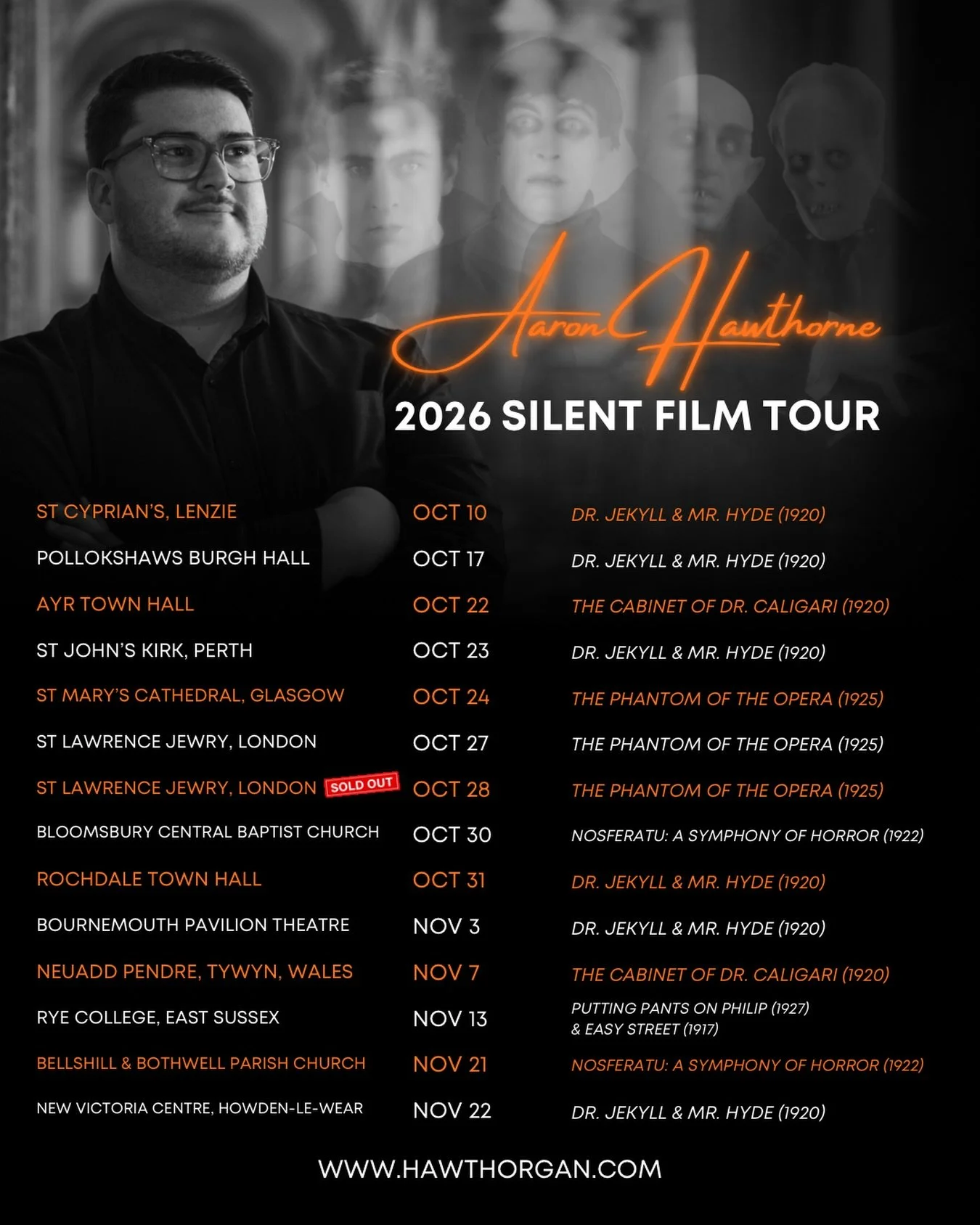 🎵 14 performances, 🎹 13 organs, 🎞️ 7 silent films - this year&rsquo;s tour is going to be so much fun! 

🎟️ More info and tickets available on my website, link in bio!
