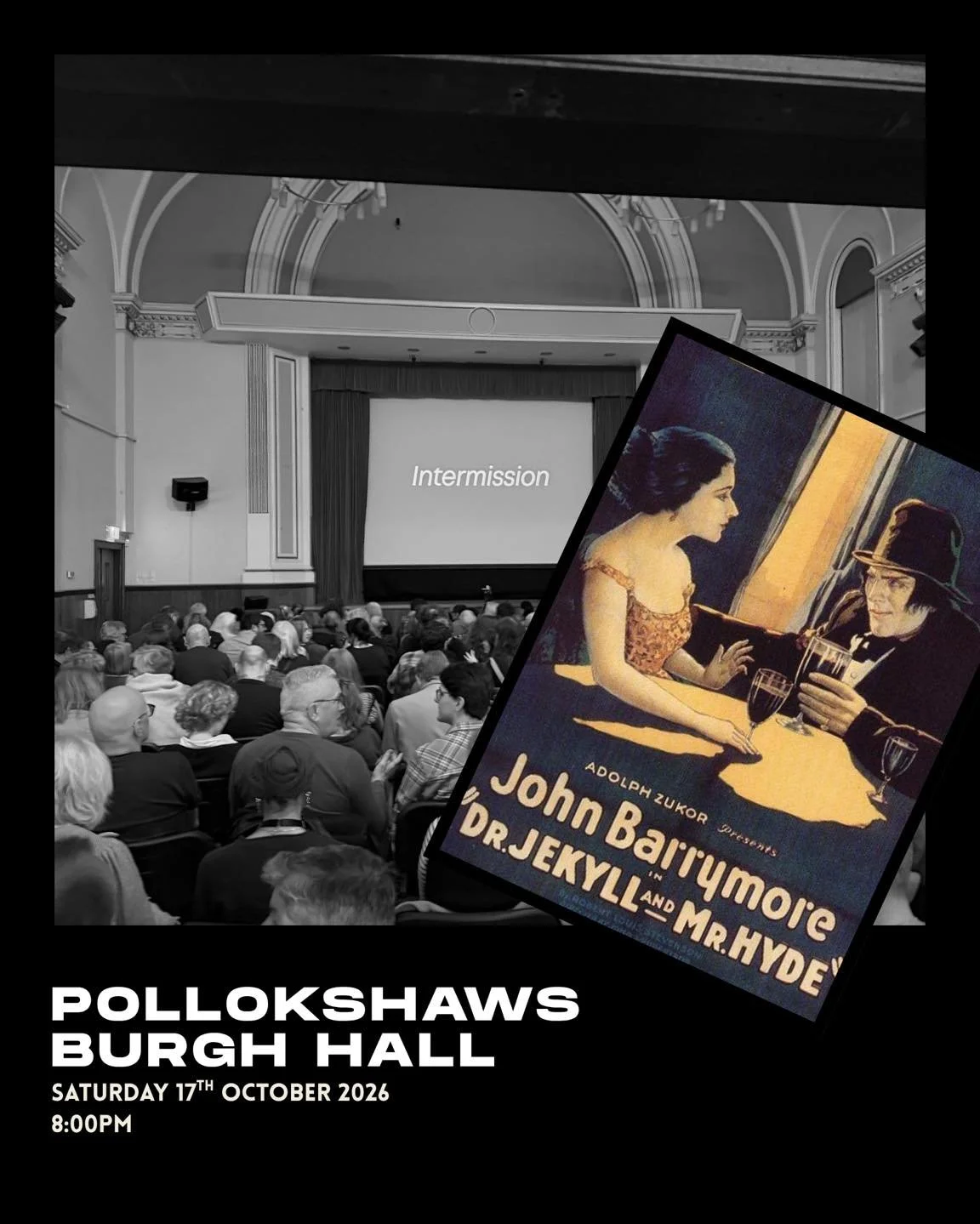 Stop No.2 on this year&rsquo;s tour will be my second home, Pollokshaws Burgh Hall with the Scottish Cinema Organ Trust! 

The annual spooky silent film night always ends up being a sell-out, so get your tickets now while there are still some left! 
