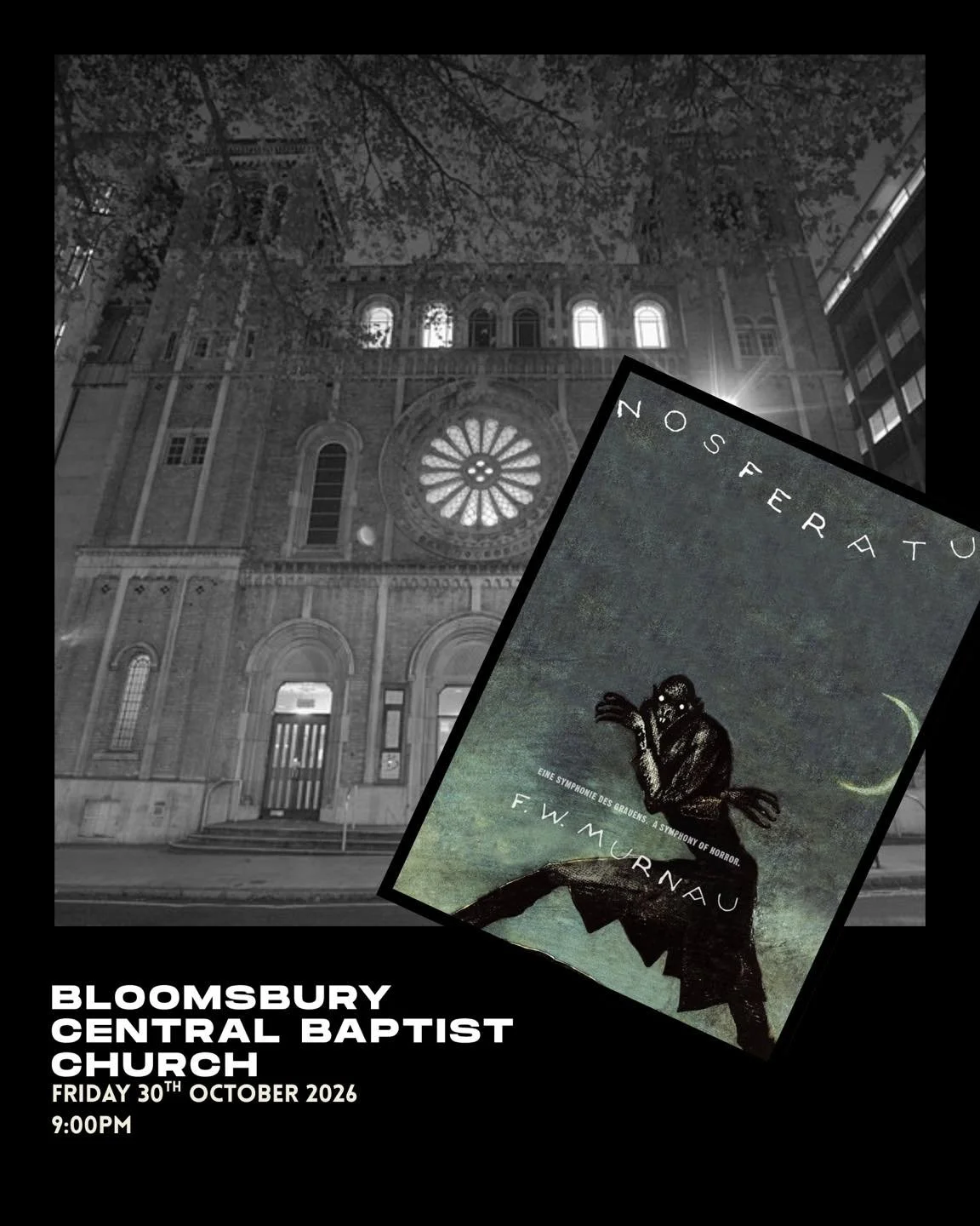 As part of this year&rsquo;s tour, I&rsquo;m really looking forward to returning to Bloomsbury Central Baptist Church for a late night screening of &ldquo;Nosferatu: A Symphony of Horror&rdquo; (1922)! 

The organ here is appropriately and affectiona