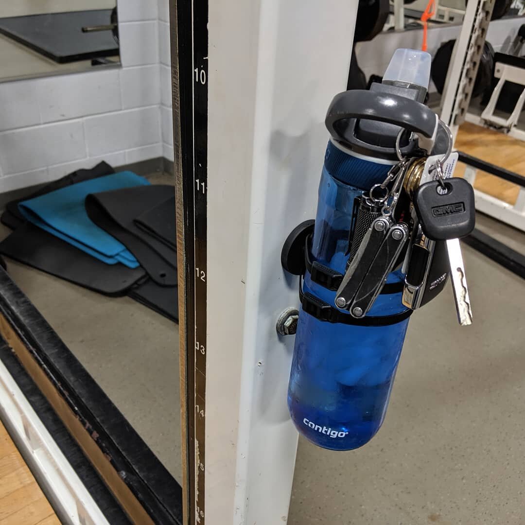 Keep your water bottle off the gym floor with a magnetic mounting kit.