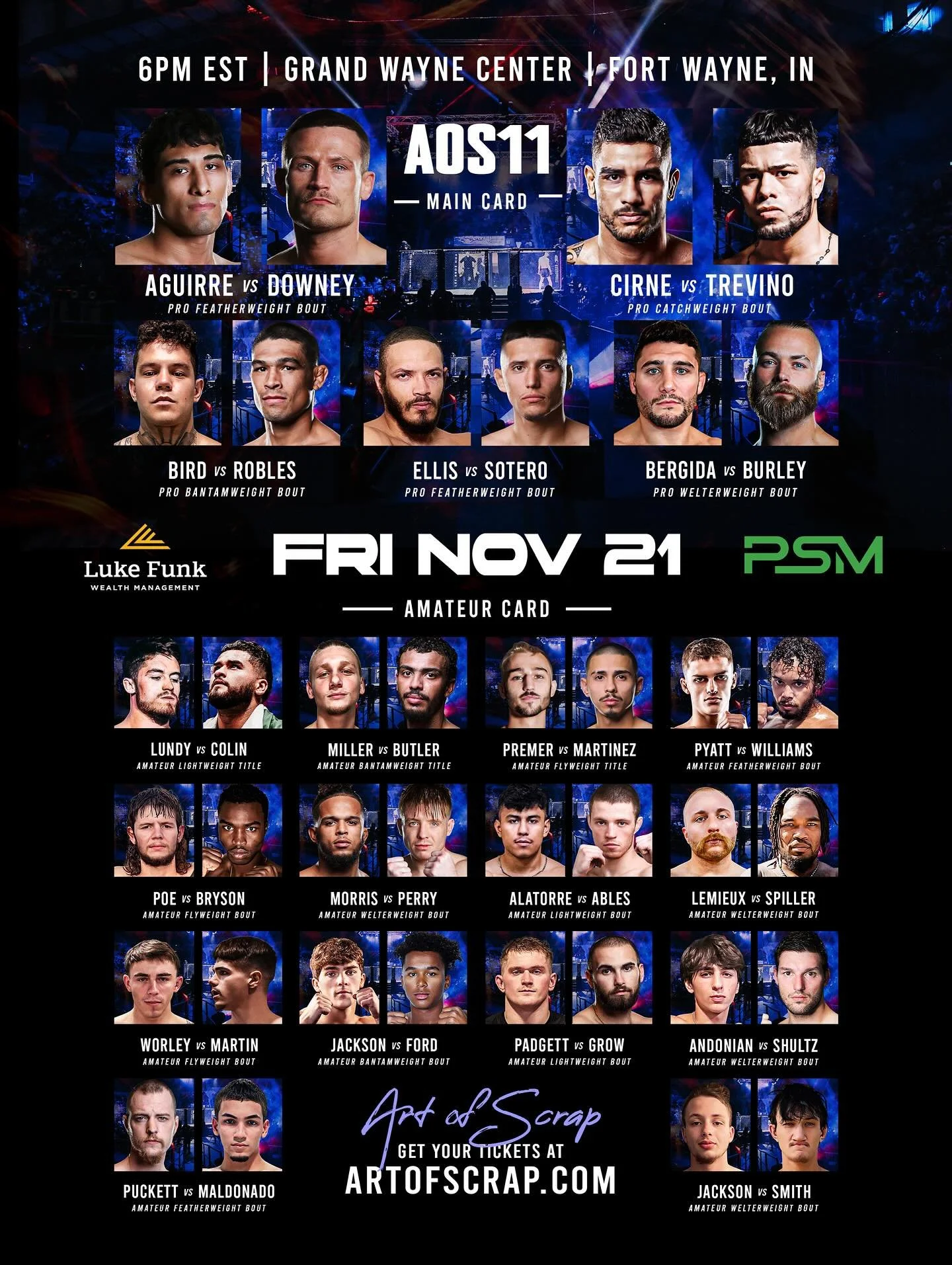 AOS11 is a BANGER! Tickets are on sale NOW At artofscrap.com! A link to the PPV will be available the week of the fight ⚡️⚡️