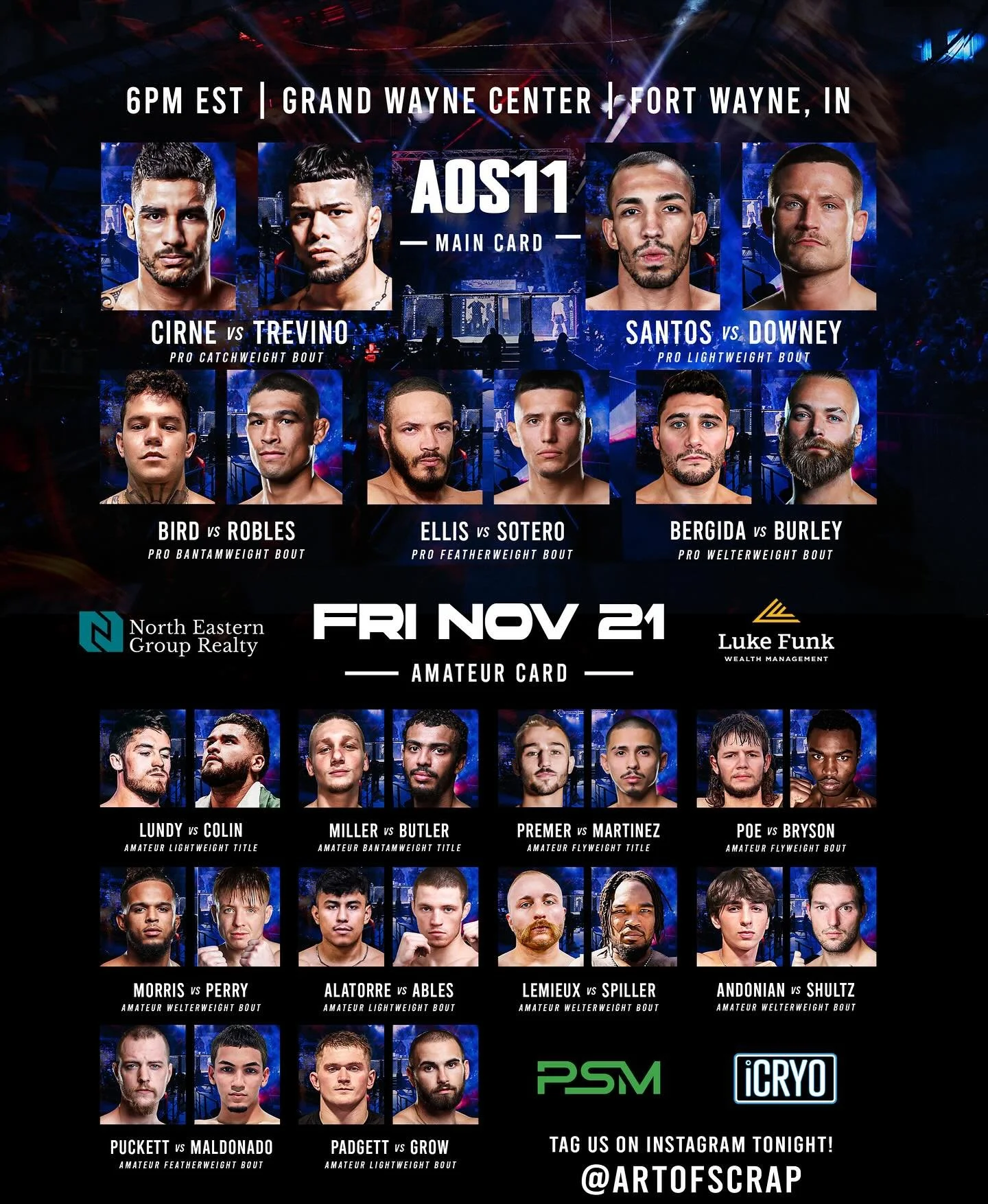 It&rsquo;s FIGHT WEEK 👊🏽💥🇧🇷CIRNE X TREVINO / SANTOS X DOWNEY🇺🇸 Goes down on Friday night! The doors open at 5PM! The fights start at 6PM! Tickets are on sale NOW at artofscrap.com ⚡️⚡️