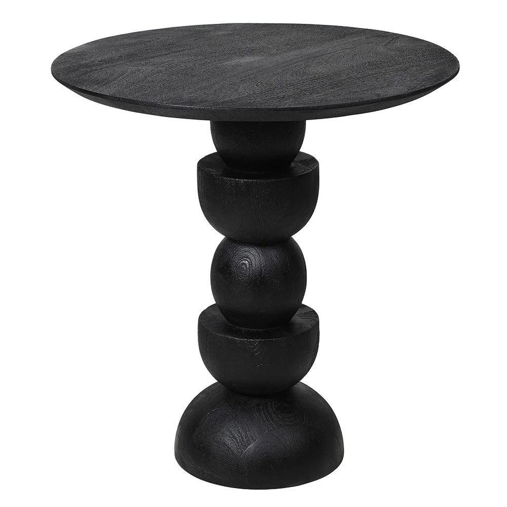 Black mango wood side table