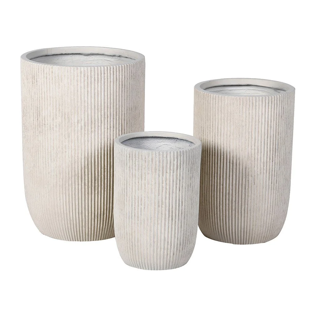 Set of 3 Ribbed Planters