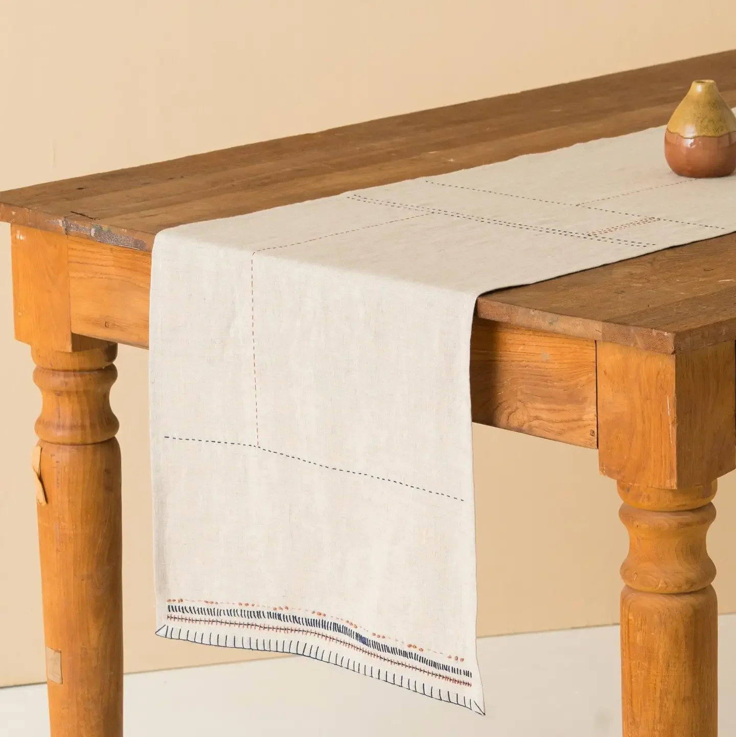 embroidered linen table runner