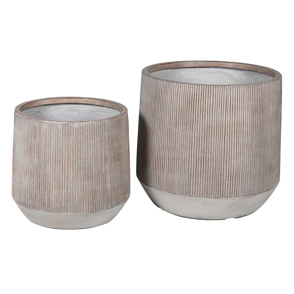 Set of 2 Ribbed Planters