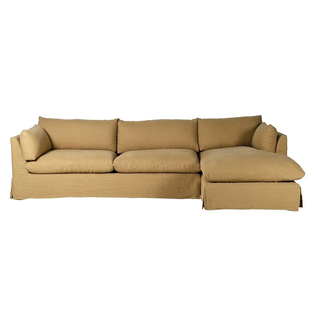 sand linen sofa