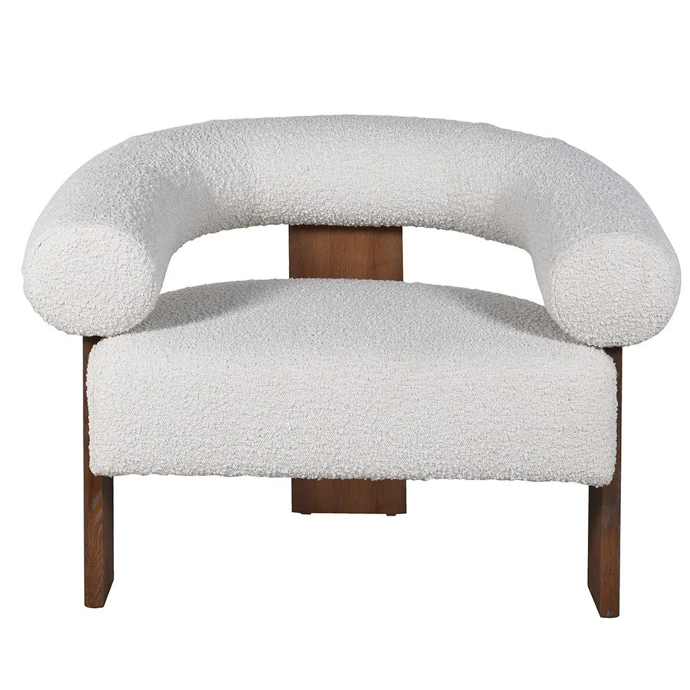 cream boucle arm chair