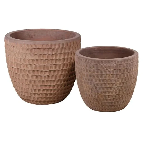 set of 2 terracotta dimple planters