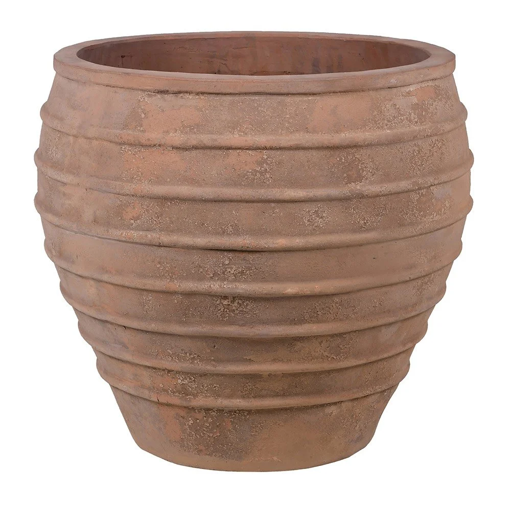 large ribbed terracotta planter