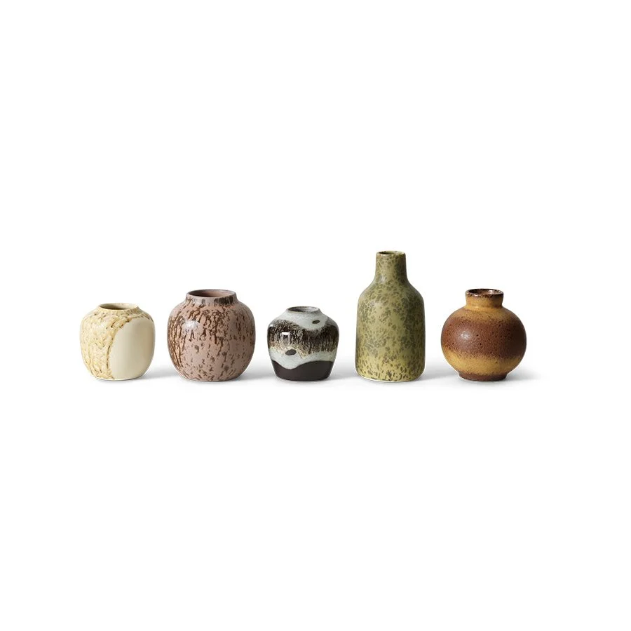 5 small retro vases