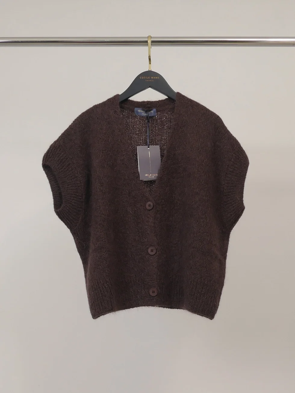 Sleeveless Buttoned Mohair and Wool Vest