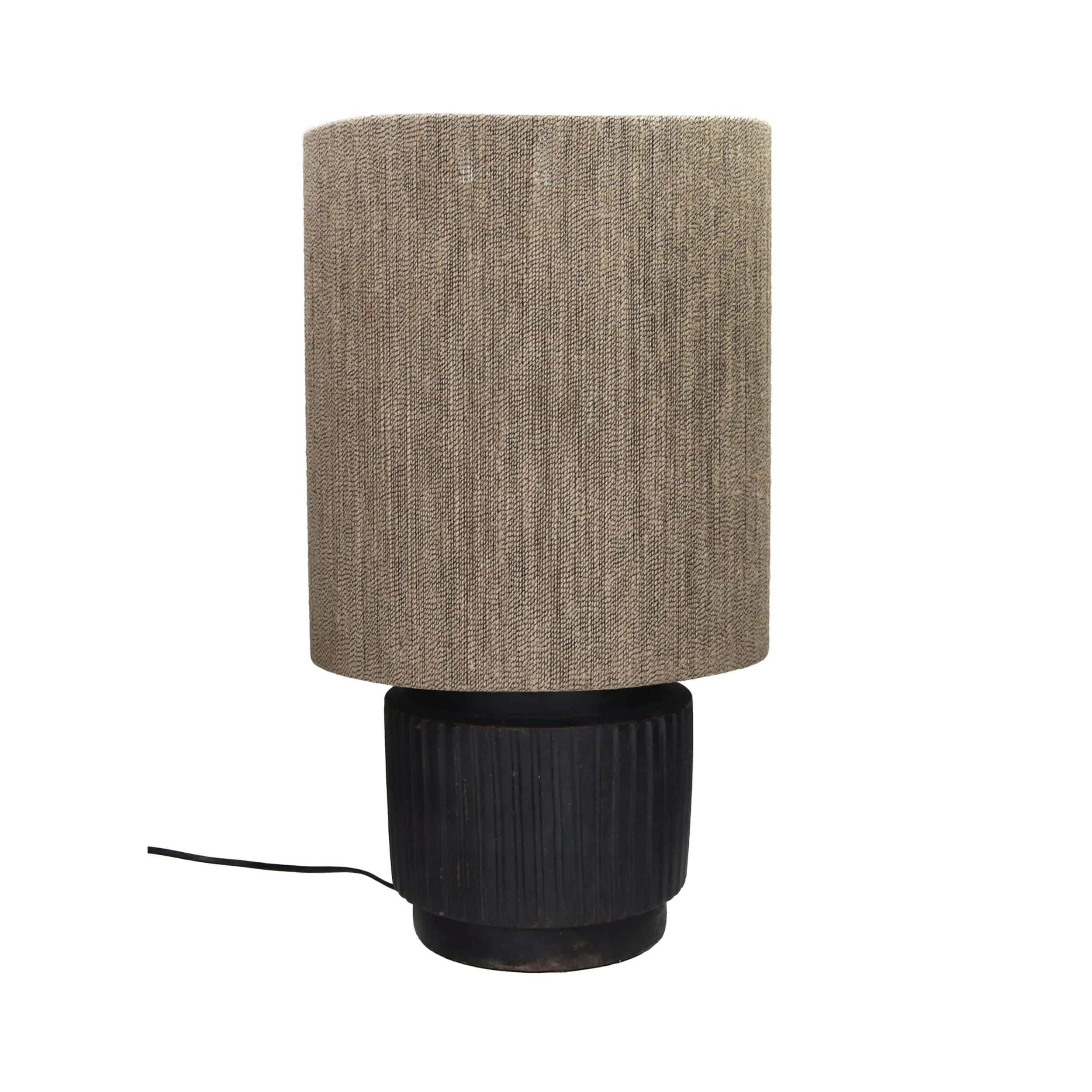 table lamp -  black terracotta & jute (medium)