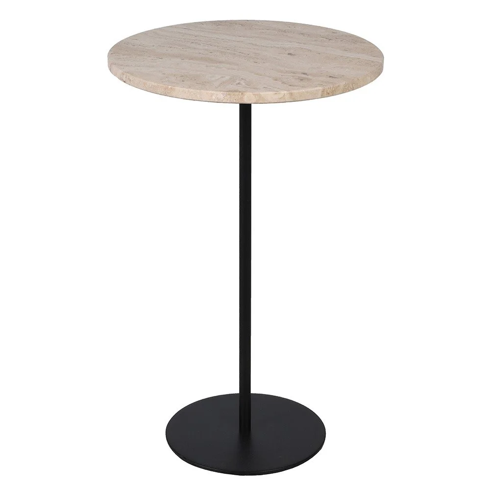 Travertine Round Side Table