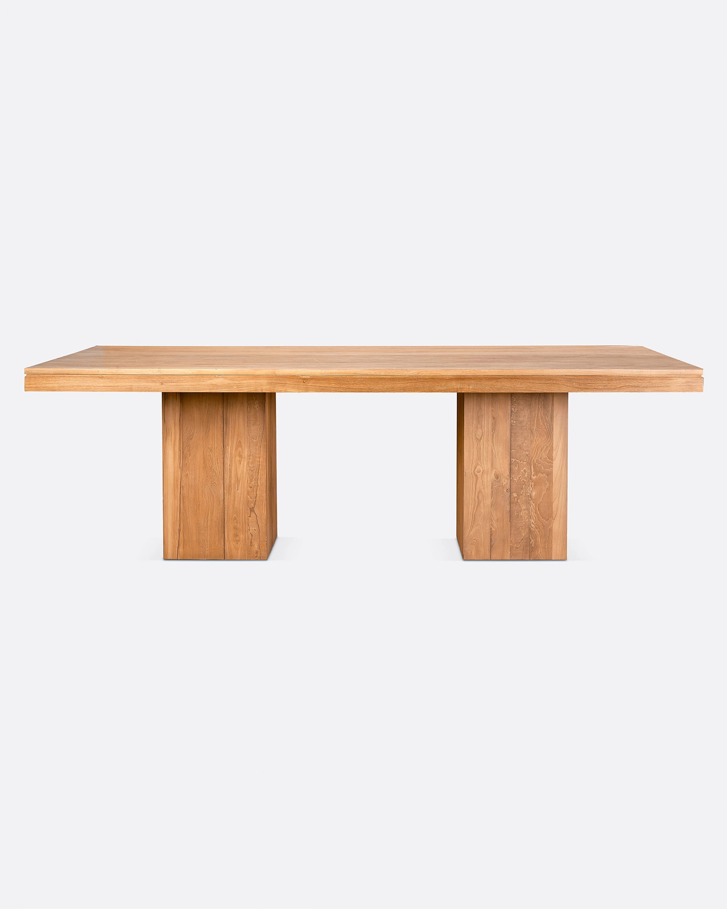 chunky dining table in recycled teak wood