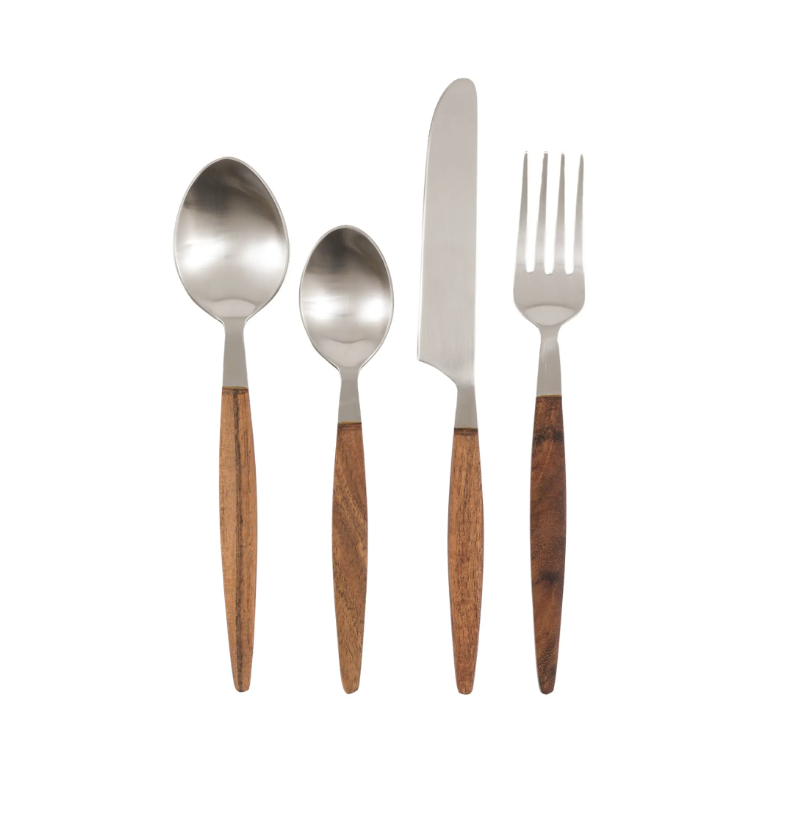 Wooden handled 4 piece cutlery set