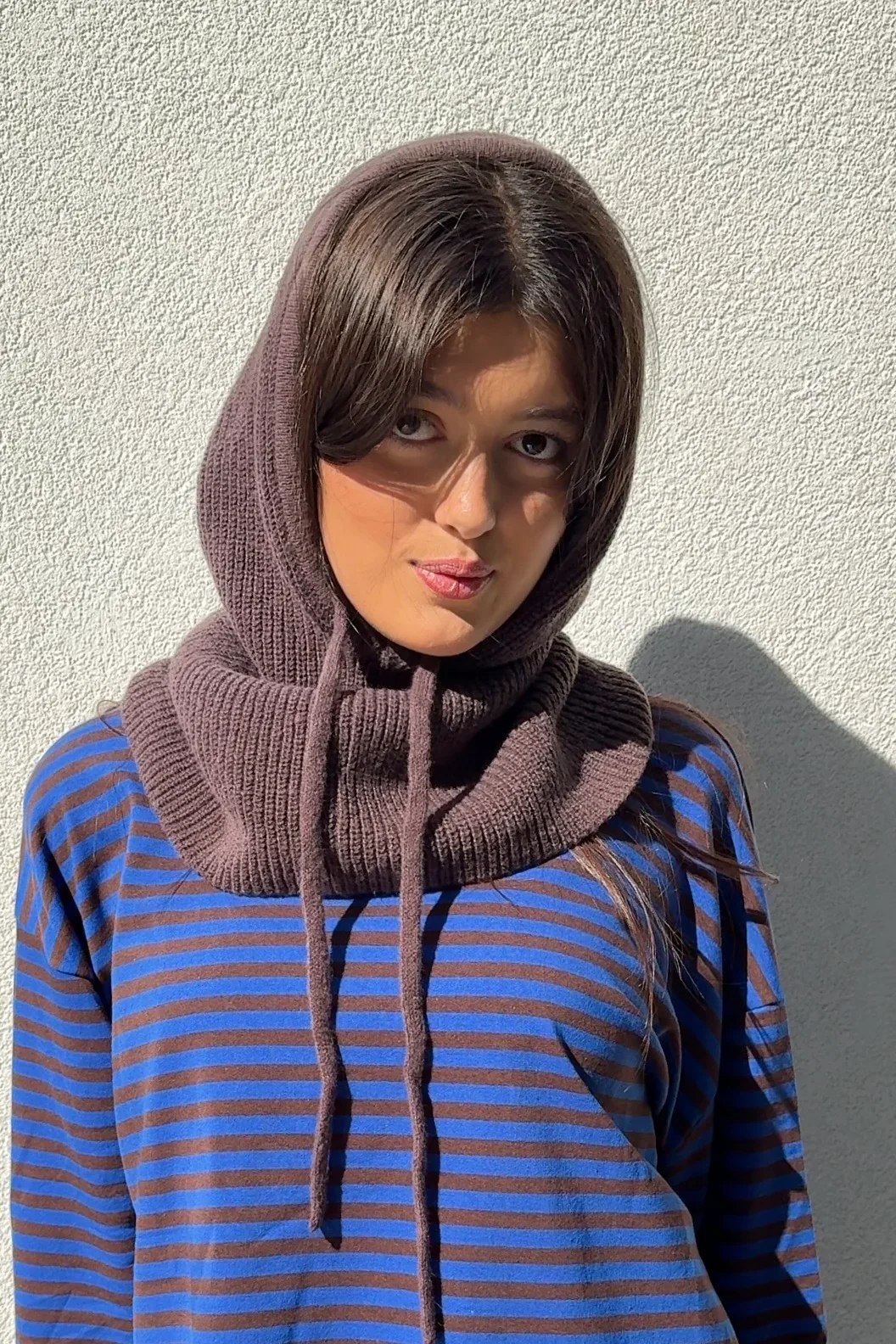 cashmere mix snood / balaclava - brown