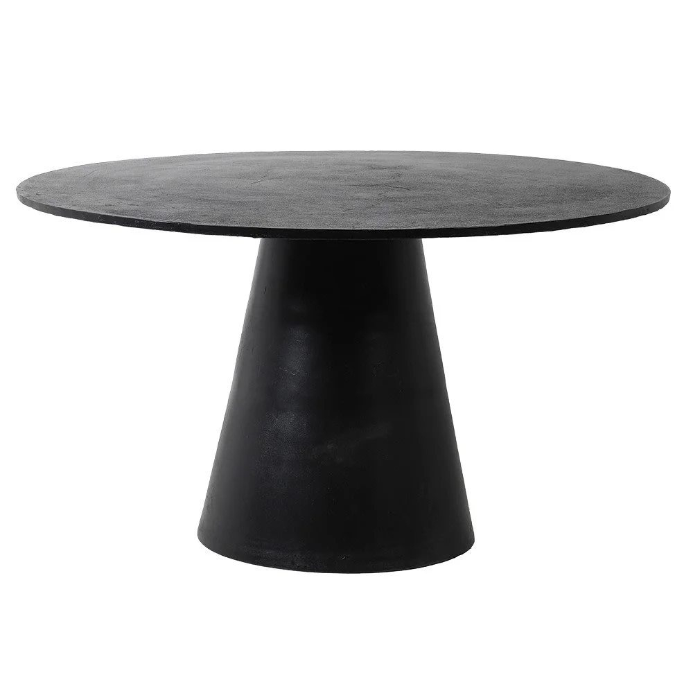 aluminium textured, round dining table