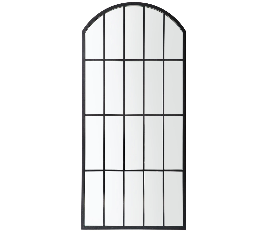 Arched window pane outdoor mirror
