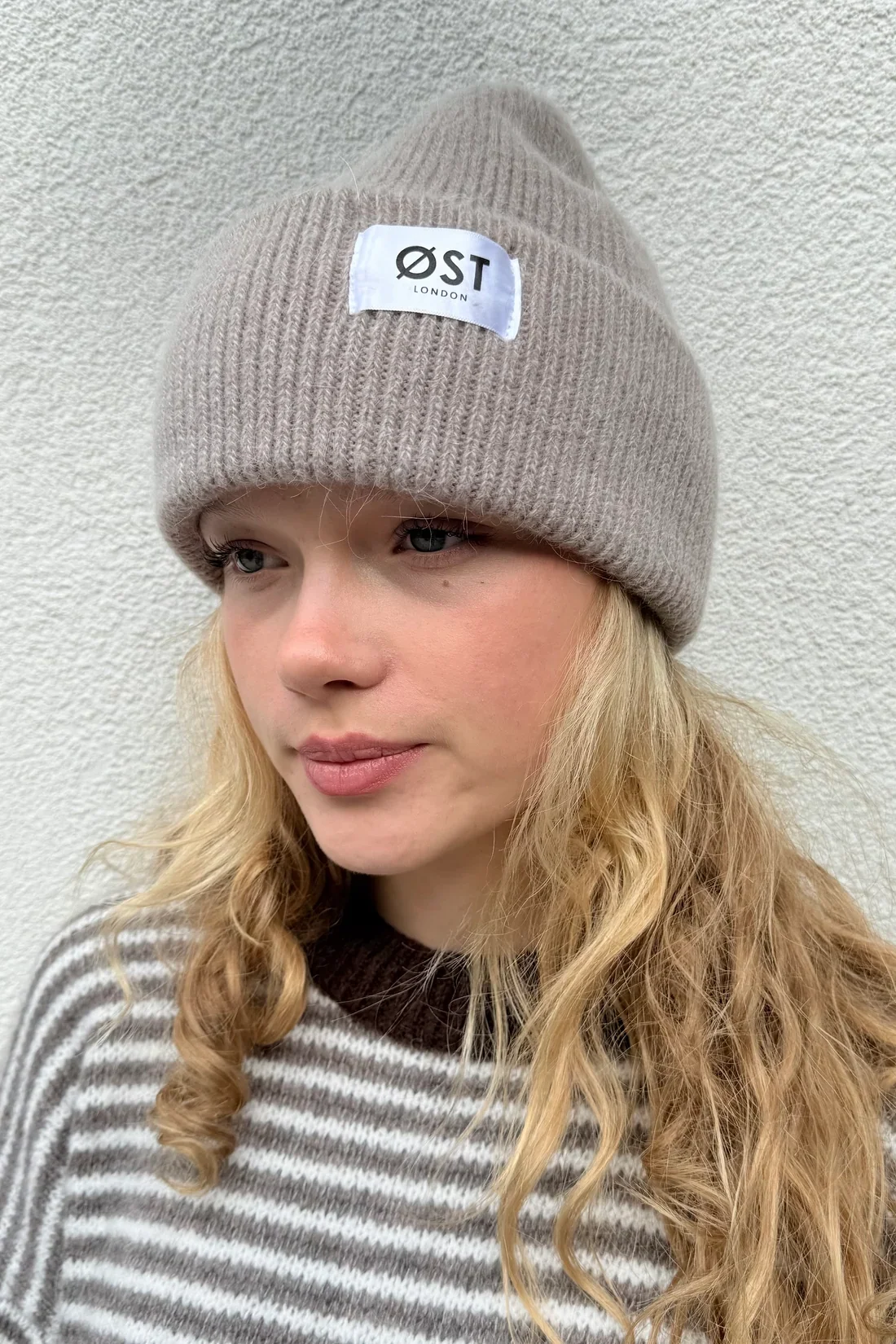 angora mix beanie - taupe