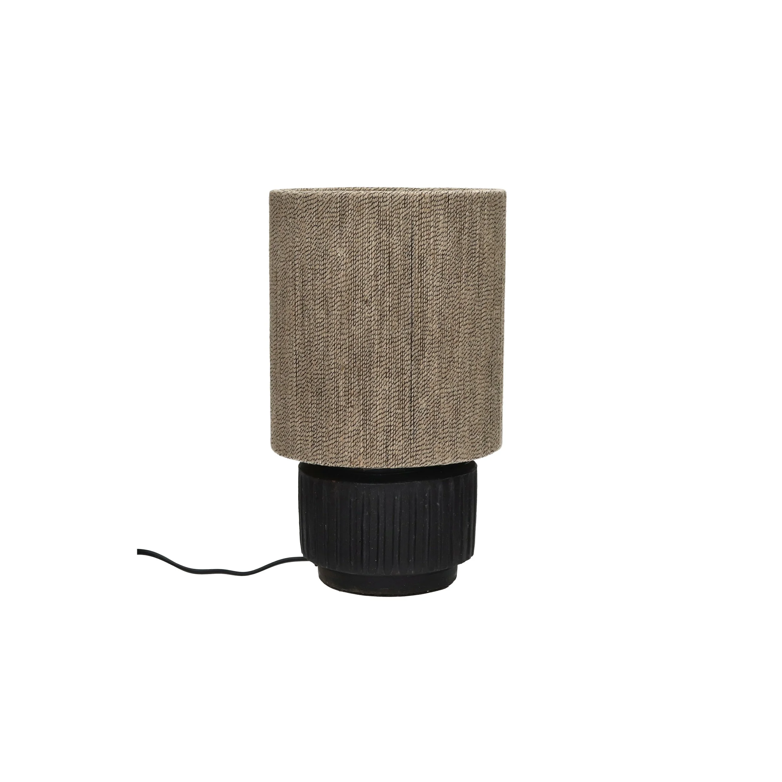 table lamp -  black terracotta & jute (small)