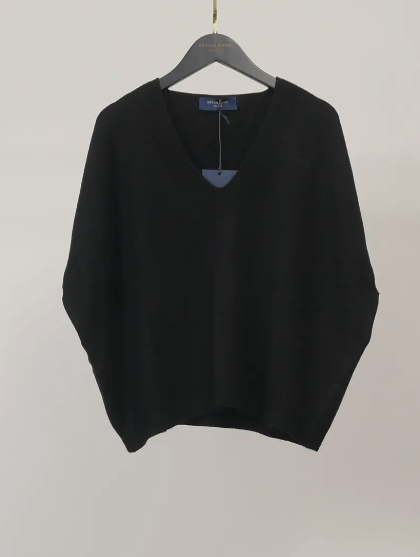 Black oversized tank / knitted T-shirt - One Size