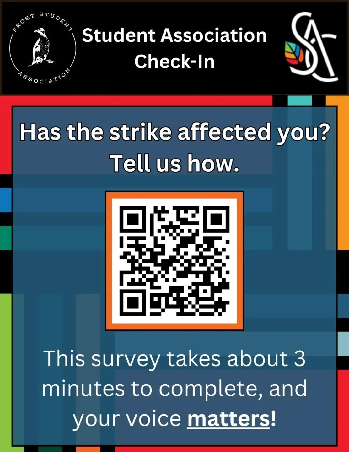 Your experience matters 💬⁠
⁠
Fleming SAC and FSA are collecting student feedback on how the current strike has affected you. Your input helps us ensure student voices are heard and prioritized.⁠
⁠
Take our short survey, it only takes a few minutes, 