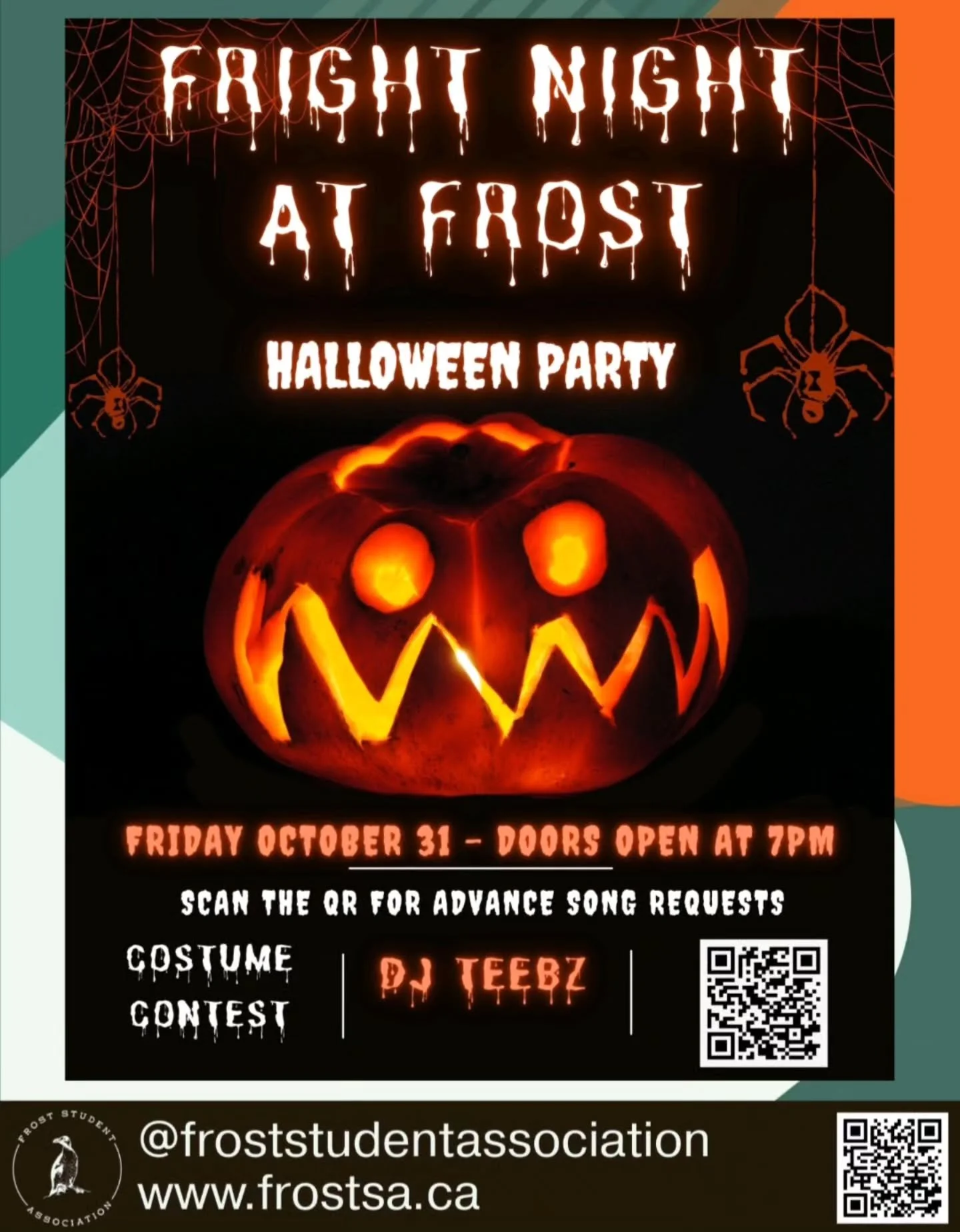 🎃 Get your costumes ready &mdash; it&rsquo;s Fright Night at Frost! 👻

Dance the night away with DJ Teebz and show off your spooky style in the costume contest - prizes for the winners! 

💀 Scan the QR to request your songs early! 🕸️

Friday, Oct