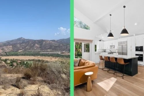 split screen of land or renovation