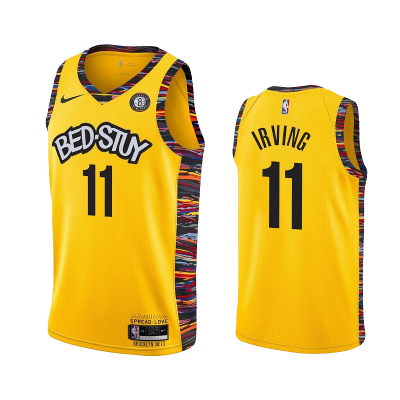 Nets #11 Kyrie Irving 19-20' Yellow BED-STUY Jersey — SportsWRLDD